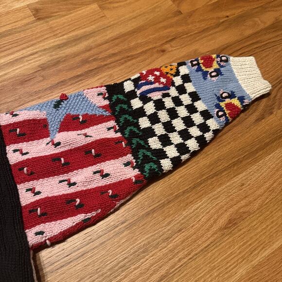 VTG Eagle Eye Americana Sweater Womens Large? Patriotic Flag Hand Knit Cardigan - Picture 11 of 11